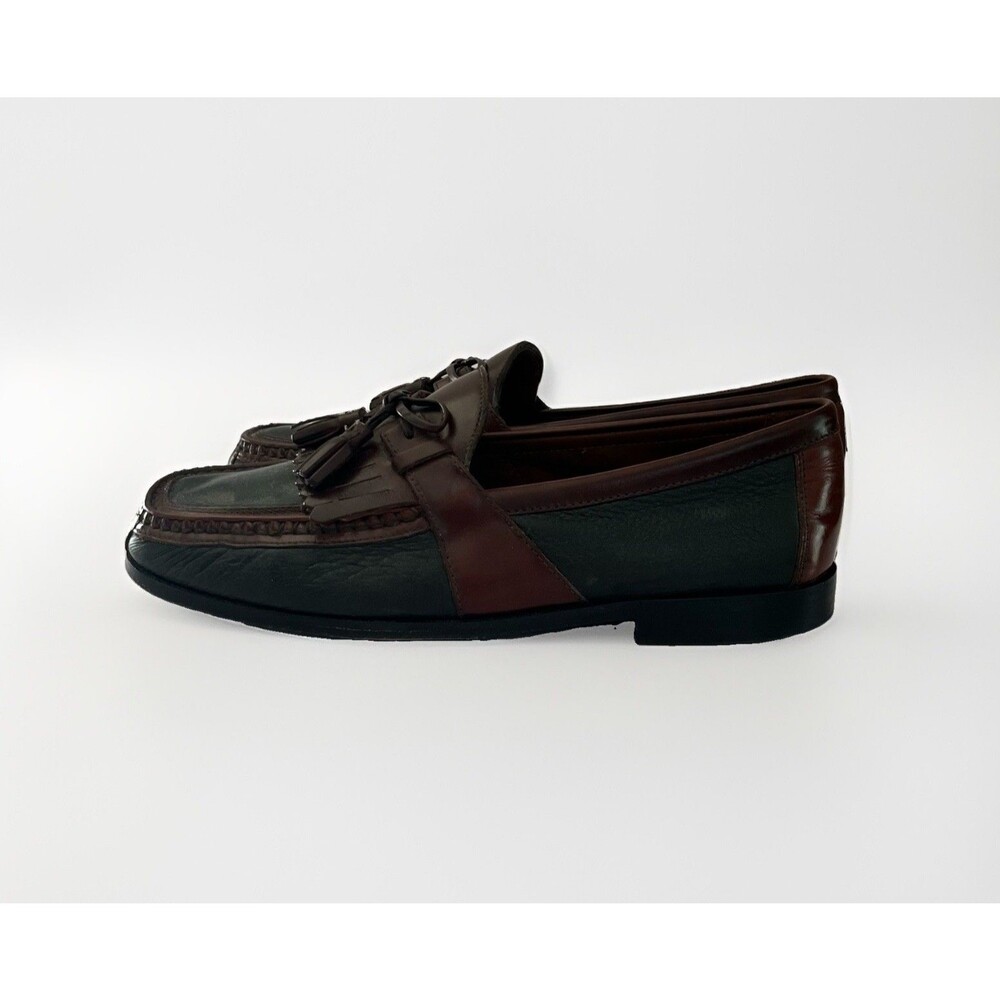 Johnston & Murphy Mens 020-0592 Black Brown Leather Tassel Loafers Shoes 10W